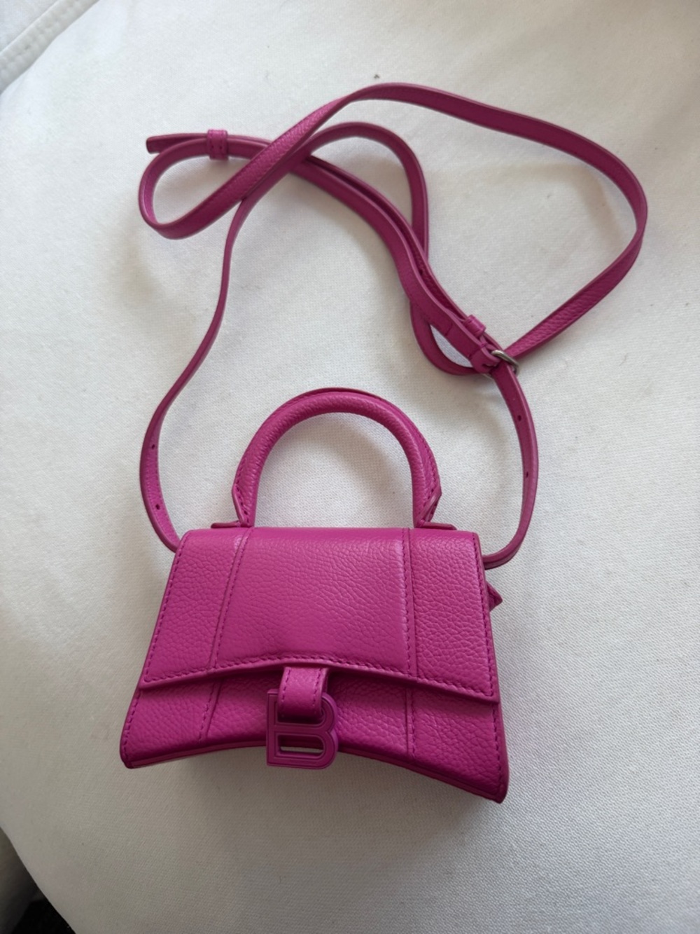Balenciaga Hot Pink Leather Mini Crossbody Top-Handle Bag